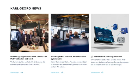 Drei Nachrichten: Besuch, Workshop, Webshop.