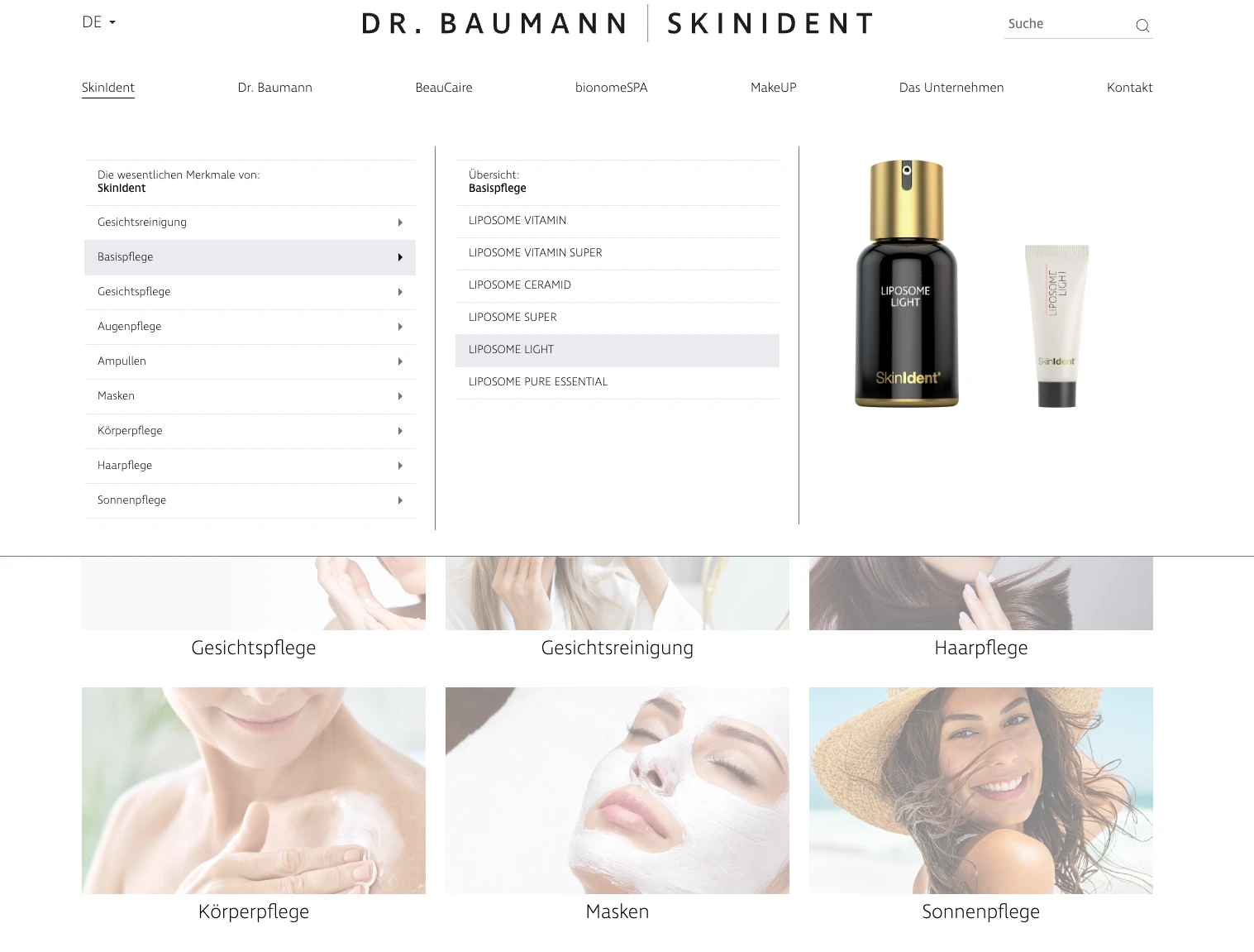 Dr. Baumann SkinIdent Produktseite.