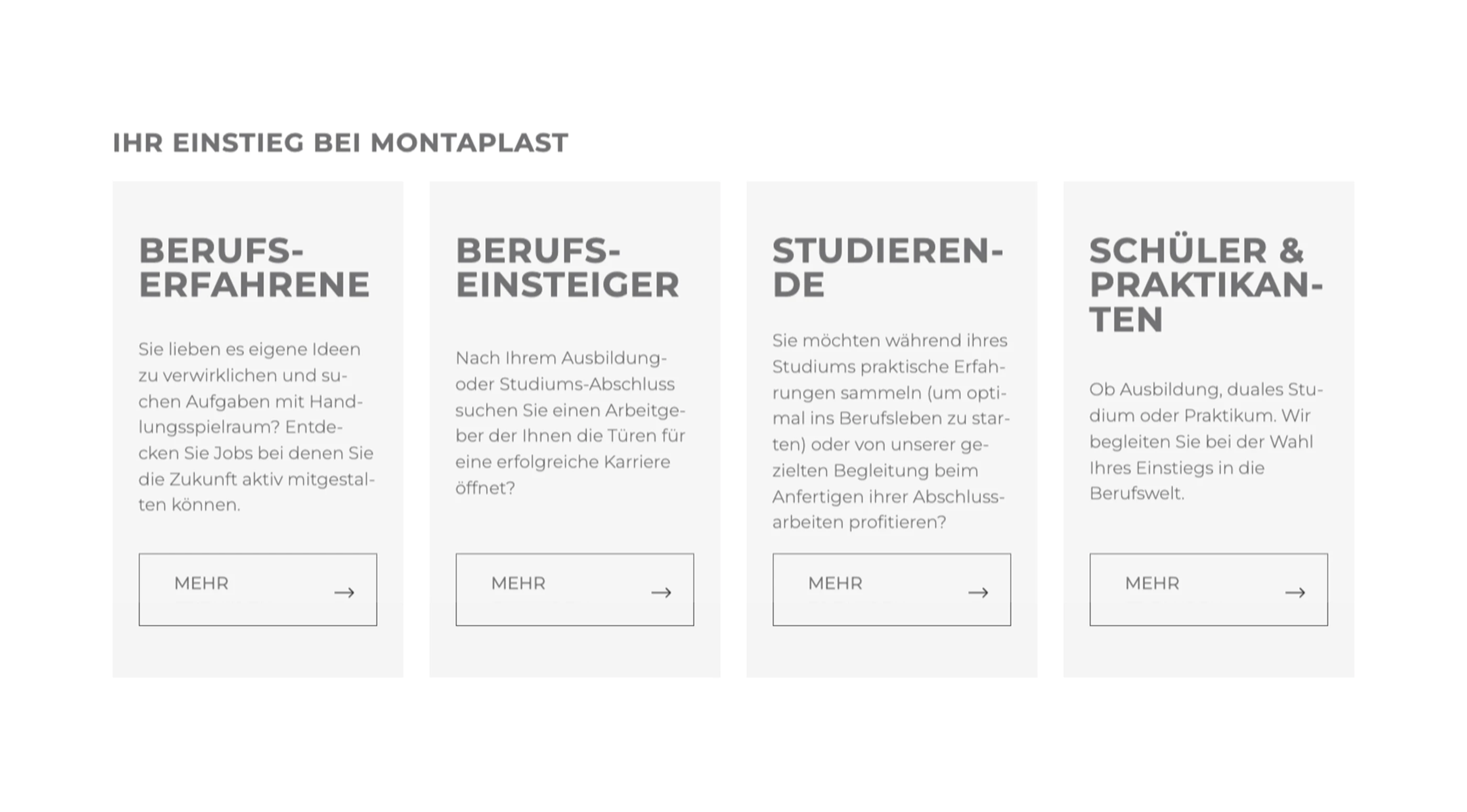 Karriereoptionen bei Montaplast für verschiedene Gruppen.