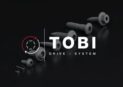 TOBI-Antriebssystem-Logo mit Schrauben.