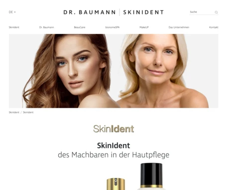 Dr. Baumann Skinident Startseite mit Modellen.
